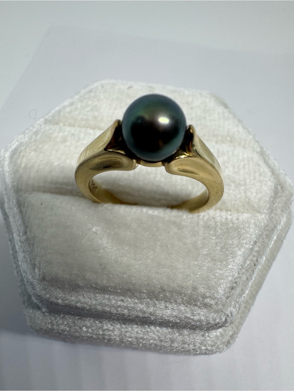 Vintage 585 14K Solid Yellow Gold Black Pearl Ring Size 6.5 | 4.6g - Picture 6 of 12